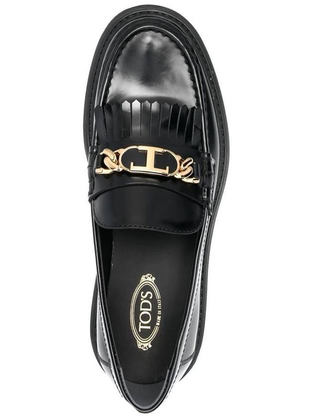 Leather Fringe Loafers Black - TOD'S - BALAAN 4