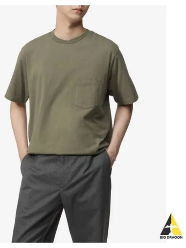 EG Workaday Crossover Neck Pocket T Shirt Olive OR423NP120 - ENGINEERED GARMENTS - BALAAN 1