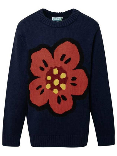 Kids Knit Sweatshirt K2583384A Blue - KENZO - BALAAN 1