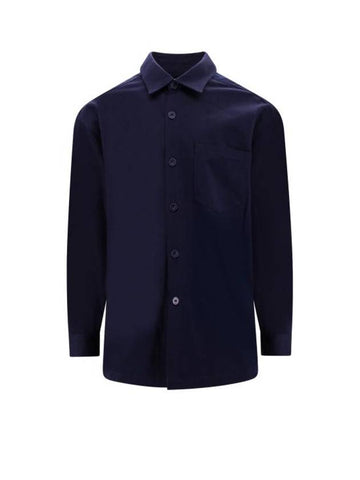 Back Logo Long Sleeve Shirt Navy - AMI - BALAAN 1