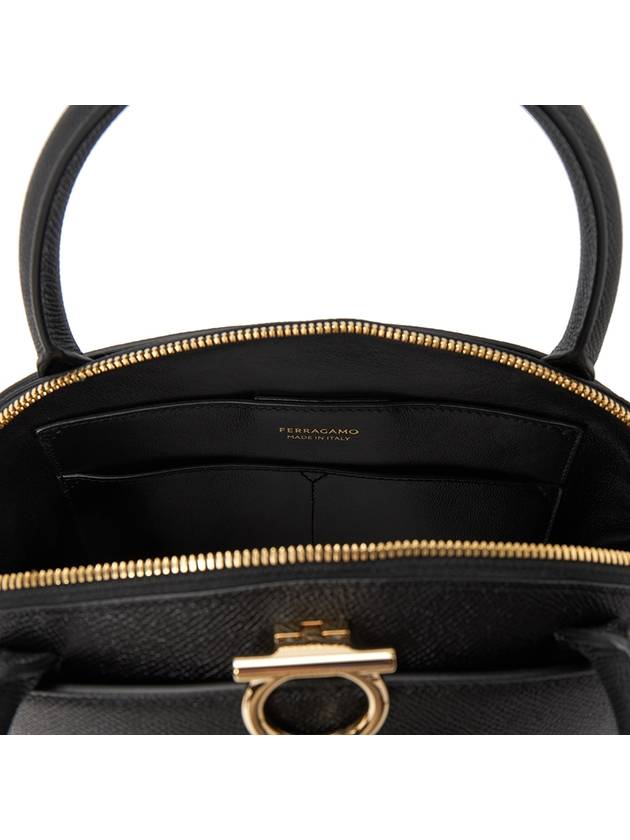 Gancini Leather Tote Bag Black - SALVATORE FERRAGAMO - BALAAN 9