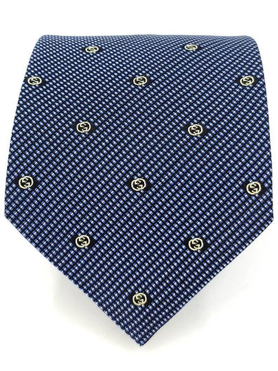 GG Dot Pattern Silk Tie Navy - GUCCI - BALAAN 2