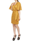 Women's V-neck Twisted Linen Midi Dress Yellow - VANESSA BRUNO - BALAAN 7