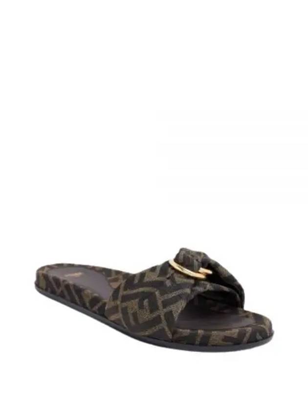 Feel FF Jacquard Slippers Brown - FENDI - BALAAN 2