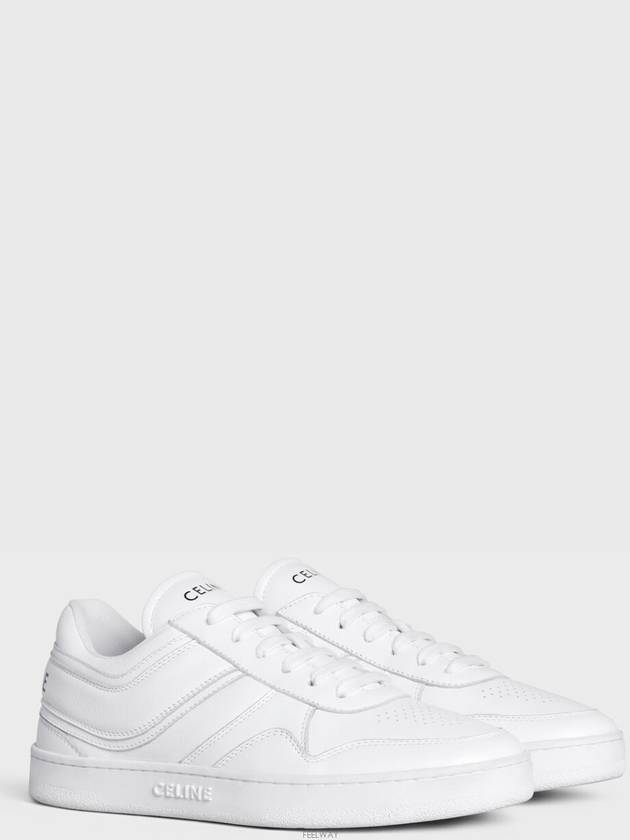 Trainer Calfskin Lace Up Low Top Sneakers White - CELINE - BALAAN 3