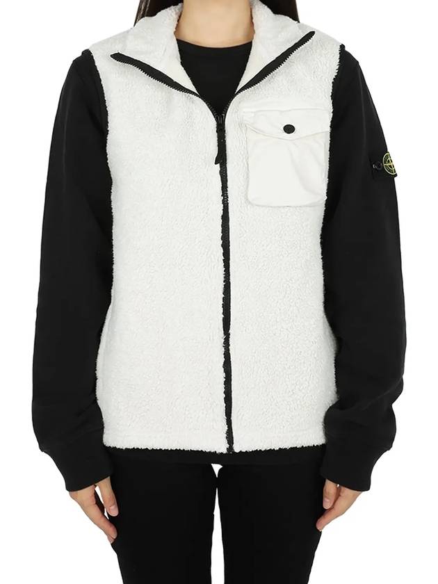 Kids Wappen Patch Fleece Vest Ivory - STONE ISLAND - BALAAN 4