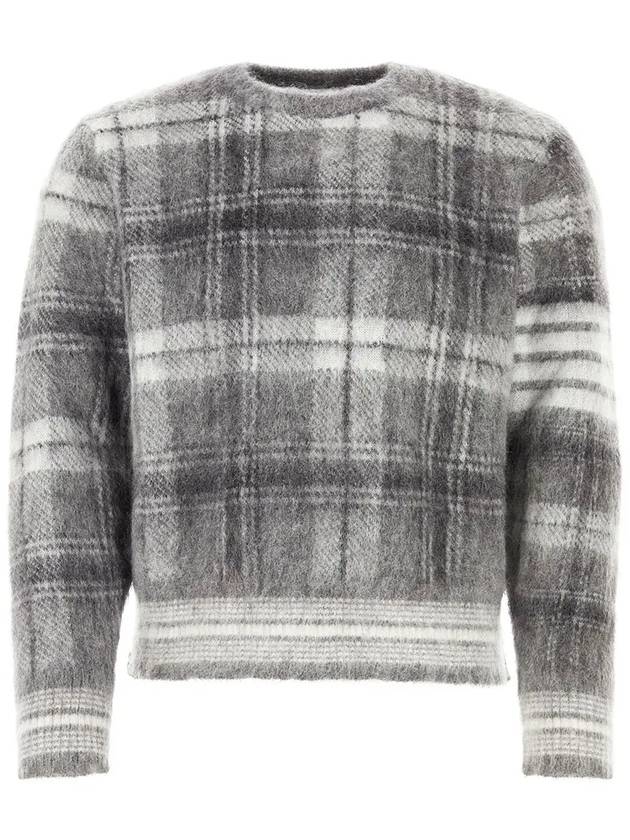 Check 4 Bar Mohair Knit Top Grey - THOM BROWNE - BALAAN 2