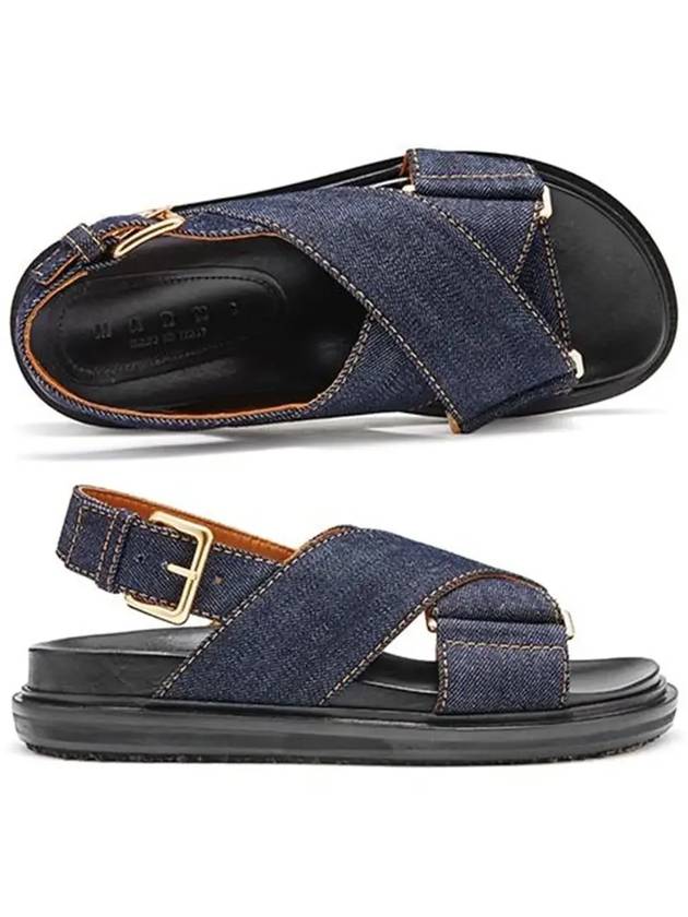 Fussbet Buckle Denim Sandals Navy - MARNI - BALAAN 6