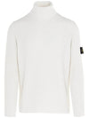 Logo Patch Wool Knit Turtleneck White - STONE ISLAND - BALAAN 3