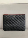 Medium Classic Clutch Bag Caviar Leather & Gold Black - CHANEL - BALAAN 3