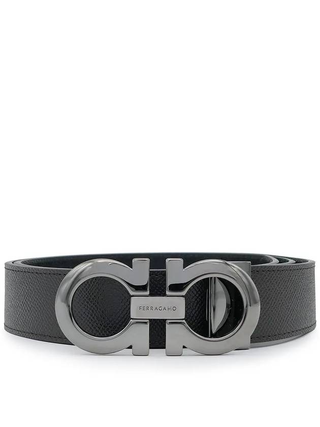 Gancini Reversible Adjustable Leather Belt Black - SALVATORE FERRAGAMO - BALAAN 2