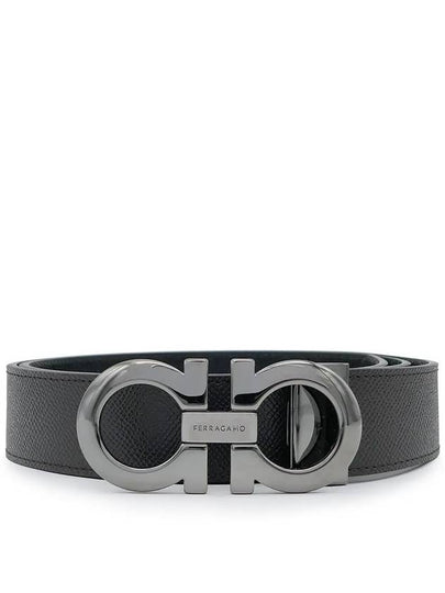 Gancini Reversible Adjustable Leather Belt Black - SALVATORE FERRAGAMO - BALAAN 2