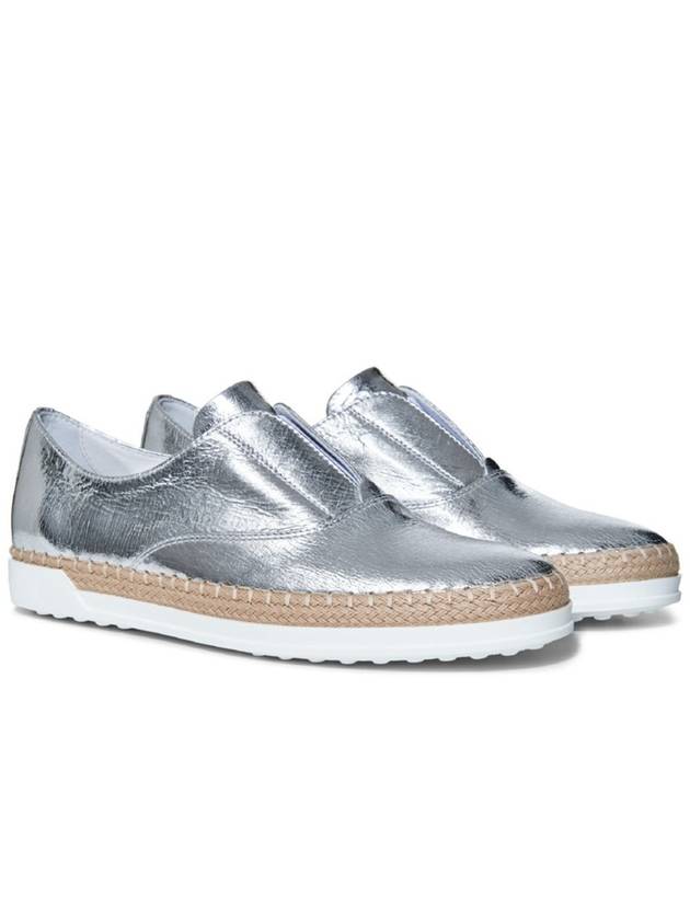 Metallic leather espadrille loafer slip ons - TOD'S - BALAAN 3