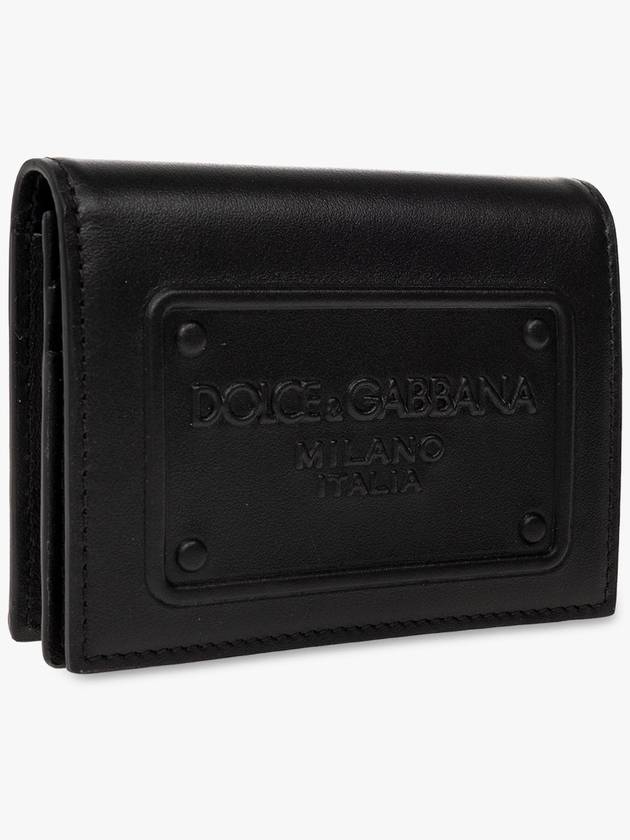 Logo Embossed Bi-Fold Calfskin Card Wallet Black - DOLCE&GABBANA - BALAAN 5