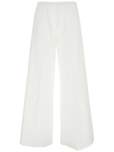 'Steven' White Pants With Elastic Waist And Wide Leg In Cotton Stretch Woman - ANTONELLI - BALAAN 1