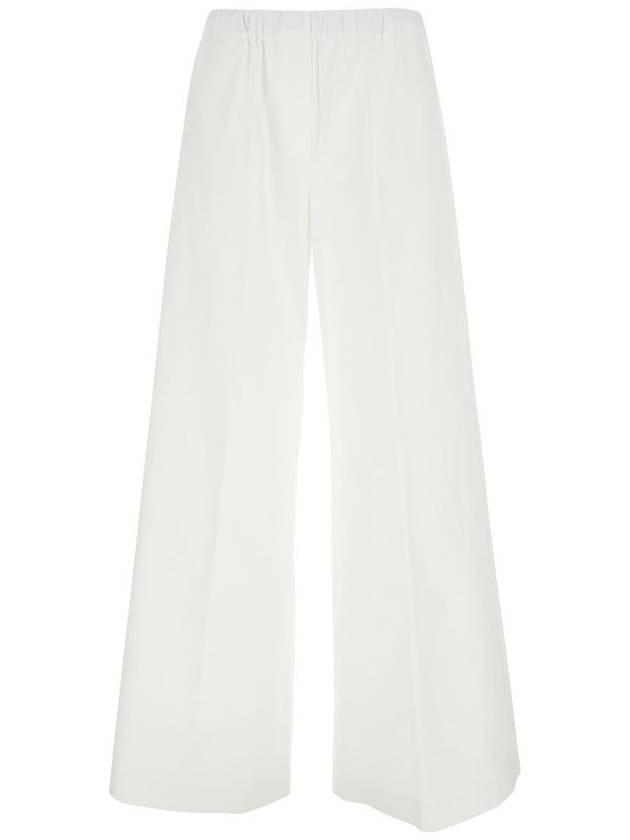 'Steven' White Pants With Elastic Waist And Wide Leg In Cotton Stretch Woman - ANTONELLI - BALAAN 1