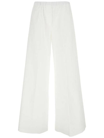 'Steven' White Pants With Elastic Waist And Wide Leg In Cotton Stretch Woman - ANTONELLI - BALAAN 1