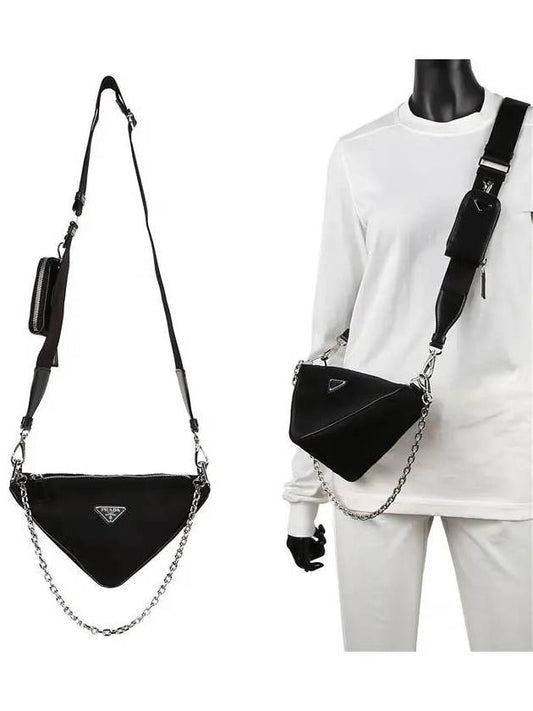 Triangle Logo Re-Nylon Cross Bag Black - PRADA - BALAAN 2