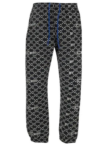 Men's Arrow Monogram Track Pants Black - OFF WHITE - BALAAN.