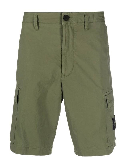 Men's Cargo Bermuda Waffen Patch Shorts Olive Green - STONE ISLAND - BALAAN 1