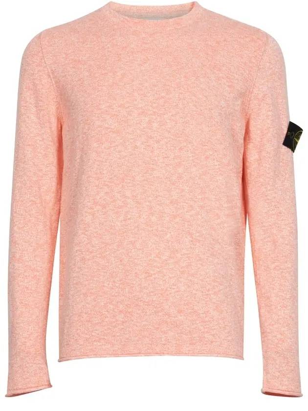 Men's Wappen Patch Round Neck Knit Top Pink - STONE ISLAND - BALAAN 1