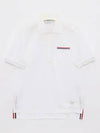 Men's Three Stripes Pocket Mercerized Short Sleeve Polo Shirt White - THOM BROWNE - BALAAN 2