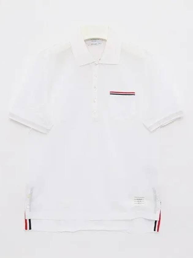 Men's Three Stripes Pocket Mercerized Short Sleeve Polo Shirt White - THOM BROWNE - BALAAN 2