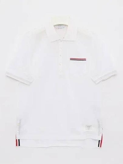 Men's Three Stripes Pocket Mercerized Short Sleeve Polo Shirt White - THOM BROWNE - BALAAN 2