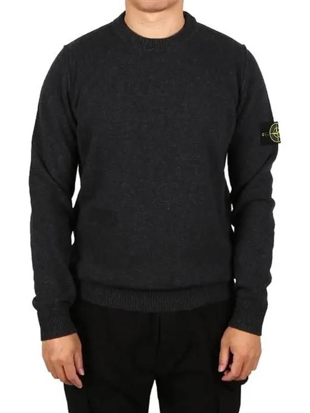 Wappen Patch Crew Neck Wool Knit Top Charcoal - STONE ISLAND - BALAAN 2