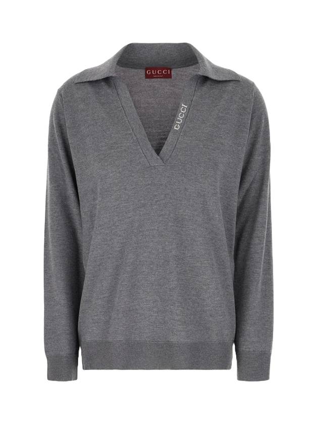 Extra Fine Wool Polo Shirt Grey - GUCCI - BALAAN 1