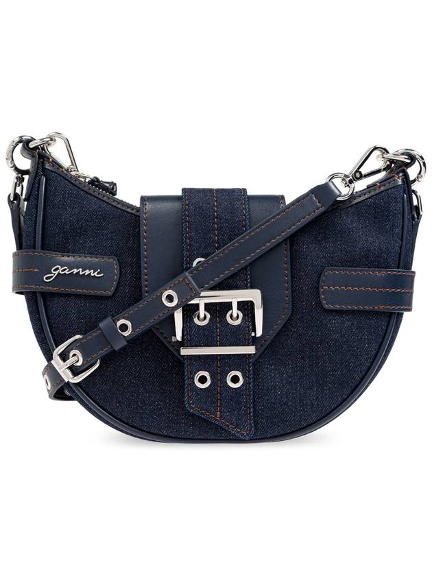 Ganni Denim Shoulder Bag, Women's, Navy Blue - GANNI - BALAAN 1