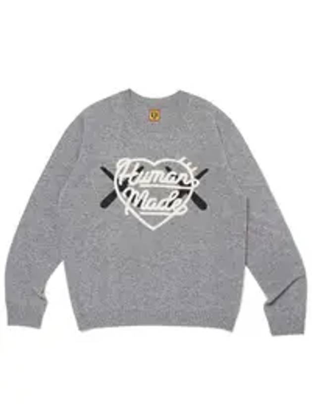 Logo Knit Sweatshirt Grey - HUMAN MADE - BALAAN 1