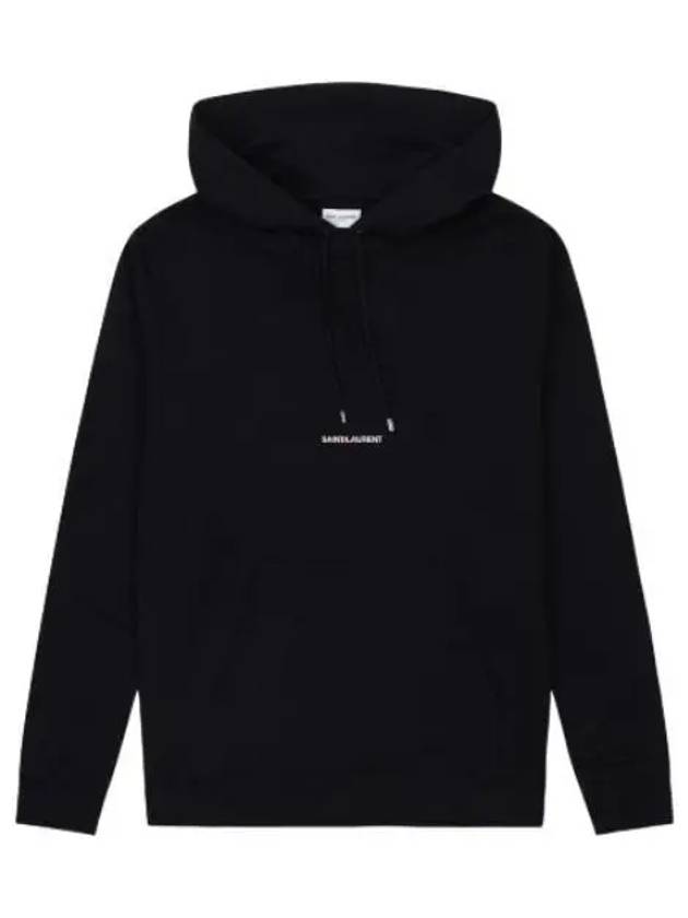 Logo Rive Gauche Hooded Black Sweatshirt - SAINT LAURENT - BALAAN 1