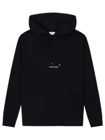 Logo Rive Gauche Hooded Black Sweatshirt - SAINT LAURENT - BALAAN 1