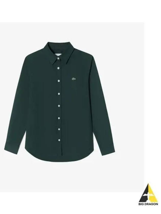 Women s Basic Oxford Stretch Shirt Deep Green - LACOSTE - BALAAN 1