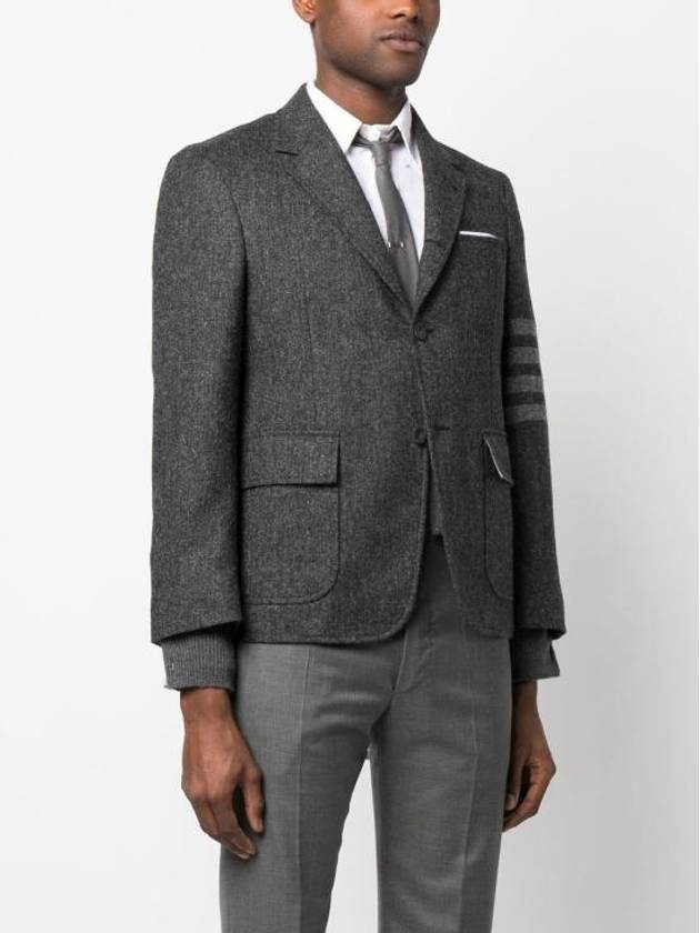 Donegal Tweed 4 Bar Single Breasted Blazer Jacket Grey - THOM BROWNE - BALAAN 3