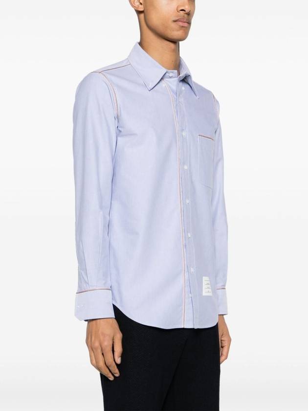 Oxford Grosgrain Framing Long Sleeve Shirt Light Blue - THOM BROWNE - BALAAN 4