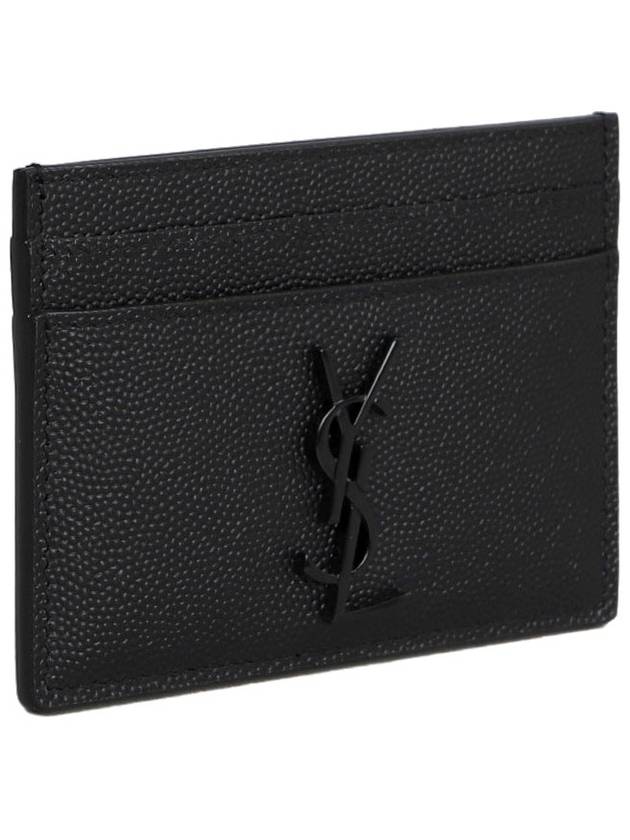 Monogram Caviar Leather Card Wallet Black - SAINT LAURENT - BALAAN 3