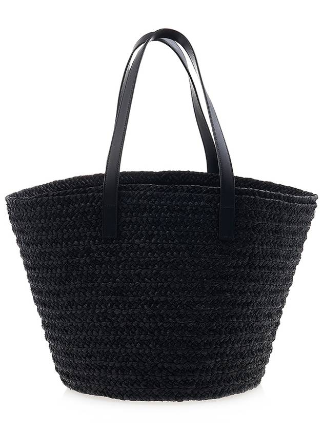 Raffia Pannier Tote Bag Black - SAINT LAURENT - BALAAN 4