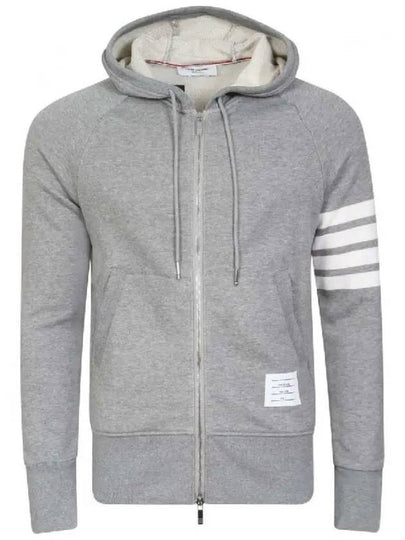 Engineered 4 Bar Diagonal Zip Up Hoodie Light Grey - THOM BROWNE - BALAAN 2