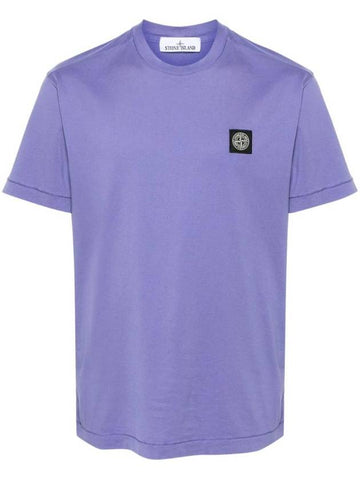 Logo Patch Short Sleeves T-Shirt Lavender - STONE ISLAND - BALAAN 1