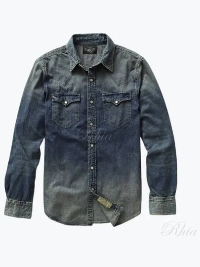 RRL Denim Long Sleeve Shirt Blue - POLO RALPH LAUREN - BALAAN 2