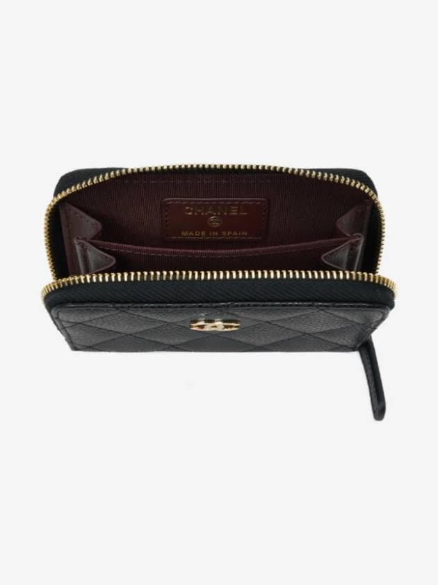 Nell Classic Zipper Card Wallet Caviar Black Gold AP0216 - CHANEL - BALAAN 2