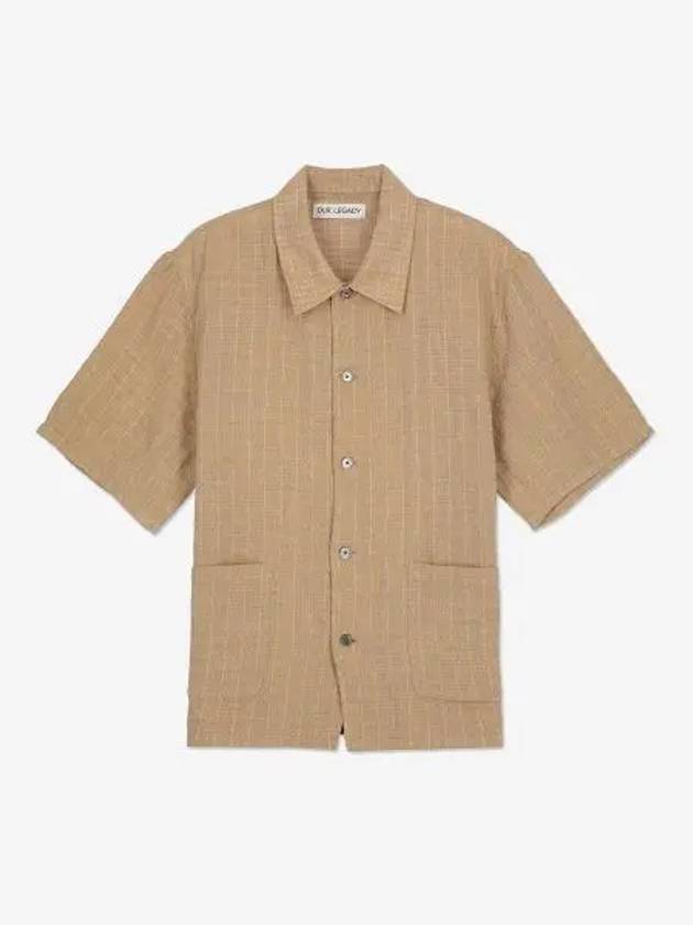 Men's Elder Check Pattern Pocket Short Sleeve Shirt Beige - OUR LEGACY - BALAAN 2