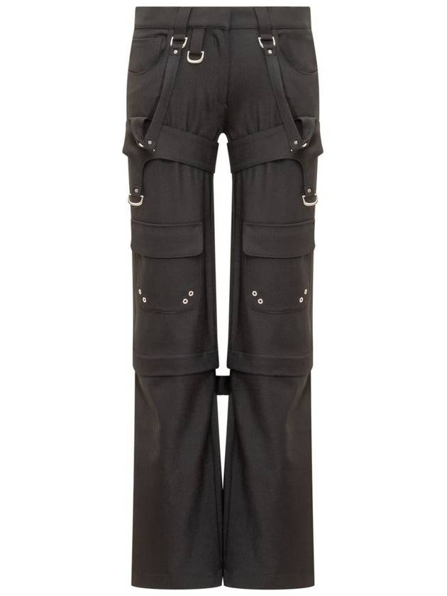 Black Virgin Wool Blend Cargo Zipper Pants OWCF020F23FAB0011000 B0560955680 - OFF WHITE - BALAAN 2