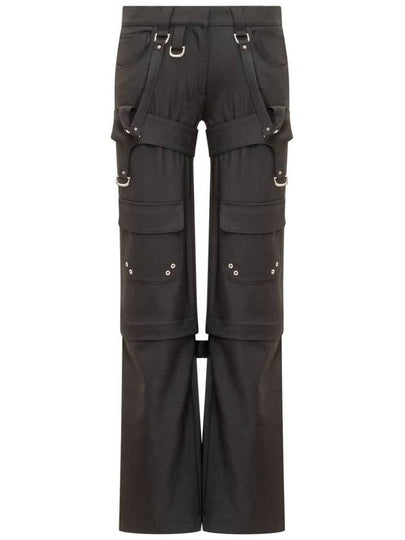 Black Virgin Wool Blend Cargo Zipper Pants OWCF020F23FAB0011000 B0560955680 - OFF WHITE - BALAAN 2