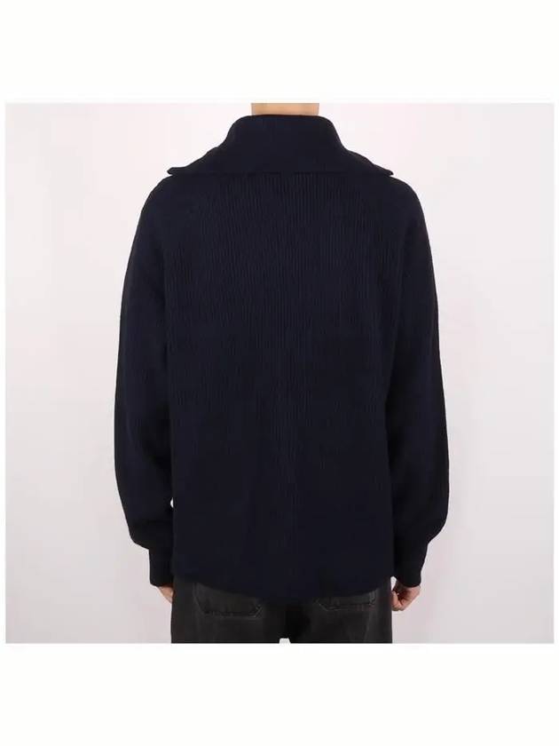 Fox Head Patch Half Zip Up Knit Top Navy - MAISON KITSUNE - BALAAN 5