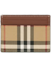 Check Pattern Leather Canvas Card Wallet Beige Brown - BURBERRY - BALAAN 2