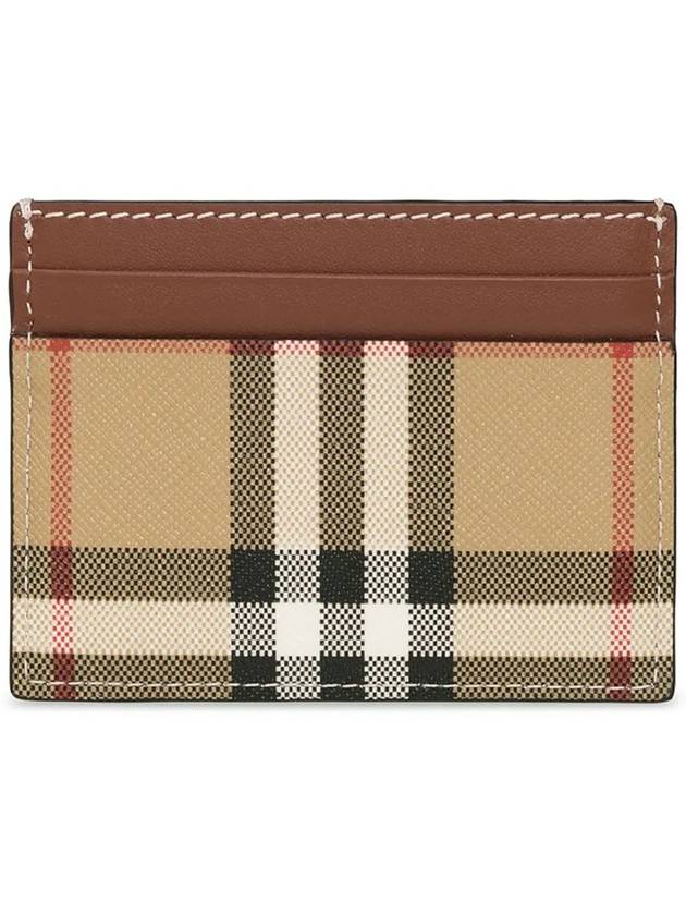 Check Pattern Leather Canvas Card Wallet Beige Brown - BURBERRY - BALAAN 2