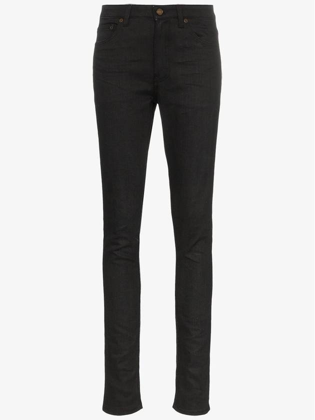 Mid Rise Cotton Skinny Jeans Black - SAINT LAURENT - BALAAN 10